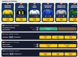 Odds e destaques de apostas esportivas ao vivo – Betclic Jogadores em destaque e placares ao vivo de partidas de futebol e tênis